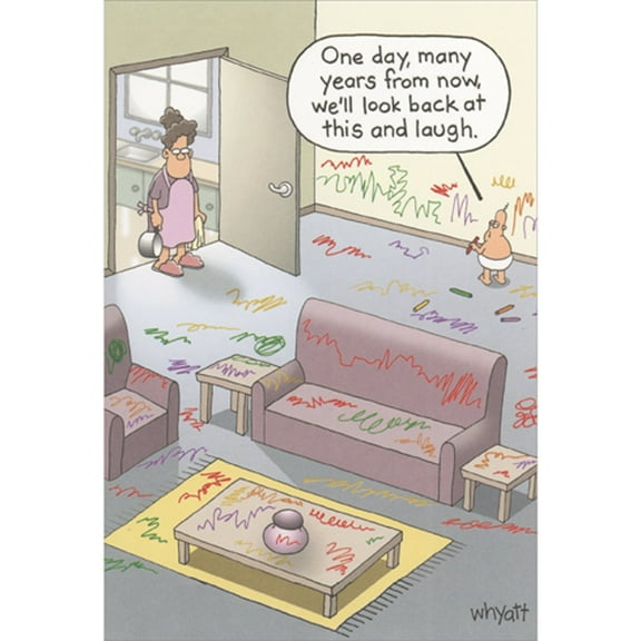 Recycled Paper Greetings Child Drawing on Everything: Look Back and Laugh Funny / Humorous Mother's Day Card