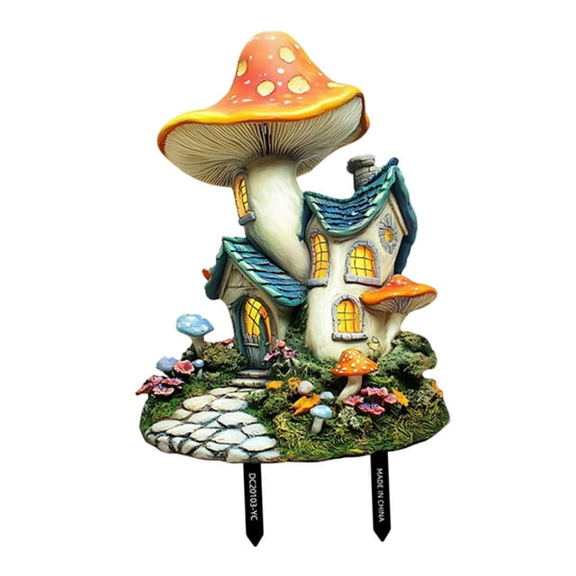 Decoración de jardín con forma de casa de setas, estaca decorativa, arte, adornos de hadas decorativos 205 x 284 cm