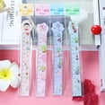 thumbnail image 1 of 6 Piece Kawaii Stationery Cartoon Drawing Kitten Straight Plastic Ruler E, 1 of 6