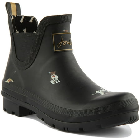 

Joules Wellibob Women s Gold Dog Print Chelsea Ankle Boot In Black Size 8