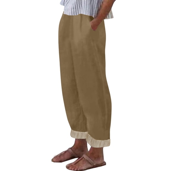Trousers Pants for Women Drawstring High Waisted Rolled Up Lounge Casual Pants with Pockets Summer Clothes