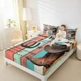 thumbnail image 4 of Manfei Retro Cowboy Queen Sheet Sets 4 Pieces, Hat Boots Horseshoes Flat Sheet, Colorful Barn Door Queen Fitted Sheet, Microfiber Bedroom Decor, 4 of 7