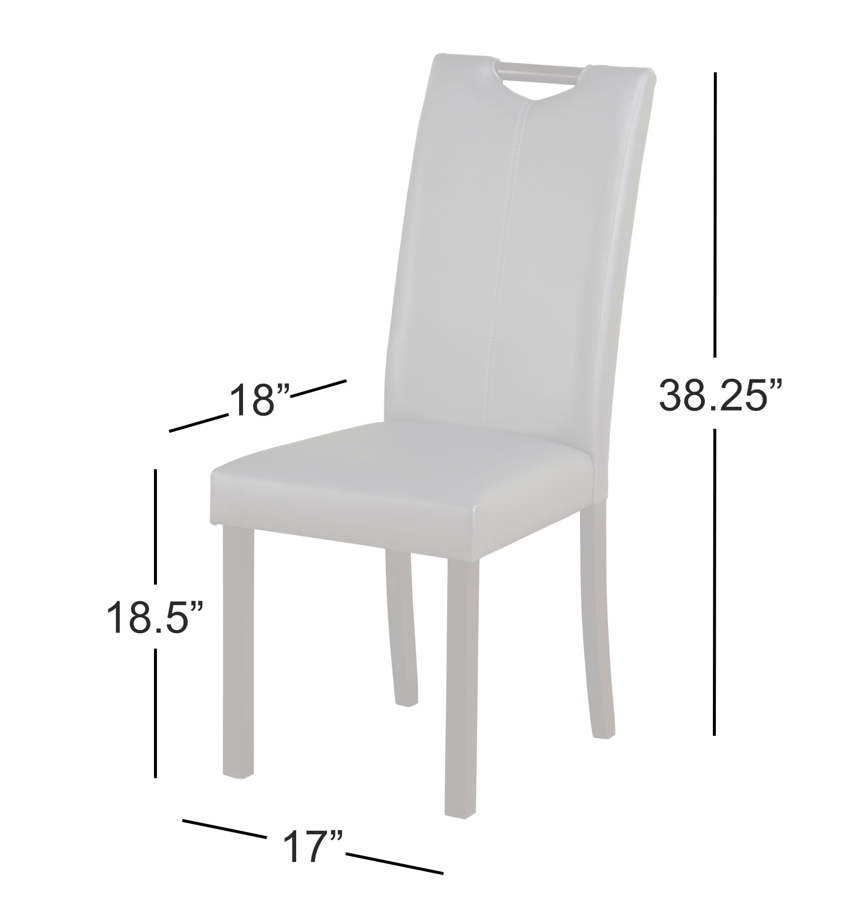 TMS Tilo Indoor Dining Chair, Set of 2, Gray Faux Leather