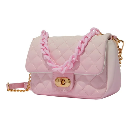 Claire's Pink Quilt Crossbody with Gold Accents
