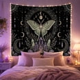 thumbnail image 2 of Mint Moth Above Amethyst Crystals, Mystical Boho for Crystal Collectors, Celestial Nature Decor, Housewarming Gift, Tapestry Wall Hanging for Bedroom and Studio, 2 of 7