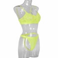 thumbnail image 2 of Encaje sexy conjunto de ropa interior sujetador ropa interior regalo para mujer, verde fluorescente, L 2 piezas Inevent XX000054-45, 2 of 7