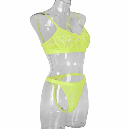 

Dido 2Pcs Lace Hot Underwear Set Bra Underpant Gift for Women