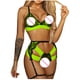 thumbnail image 4 of ICHUANYI Clearance 3PC Sexy Women Lace Wireless Bra Sexy Lingerie Garter Thong Set Underwear(Green, L) Ichuanyi Ichuanyi, 4 of 6