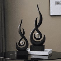 Unbranded Modern Flame Resin Sculpture Art Deco Style - Black Decor Statue - 1 Piece, 30 cm