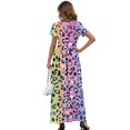 thumbnail image 2 of Psesaysky Polyester and Spandex Short Sleeve Maxi Dress for Holiday Summer Outdoor, Breathable Round Neck Casual Maxi Dress, Colorful Leopard Print Pattern, 2 of 8