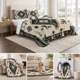 thumbnail image 6 of Full Quilt Set 78''x90'', Red Teal Brown Southwestern Lightweight Bedspread Coverlet Set with 2 Pillow Shams, Ethnic Geometric Boho Retro Breathable All Season Quilt Bedding for Bedroom/Guest Room, 6 of 9