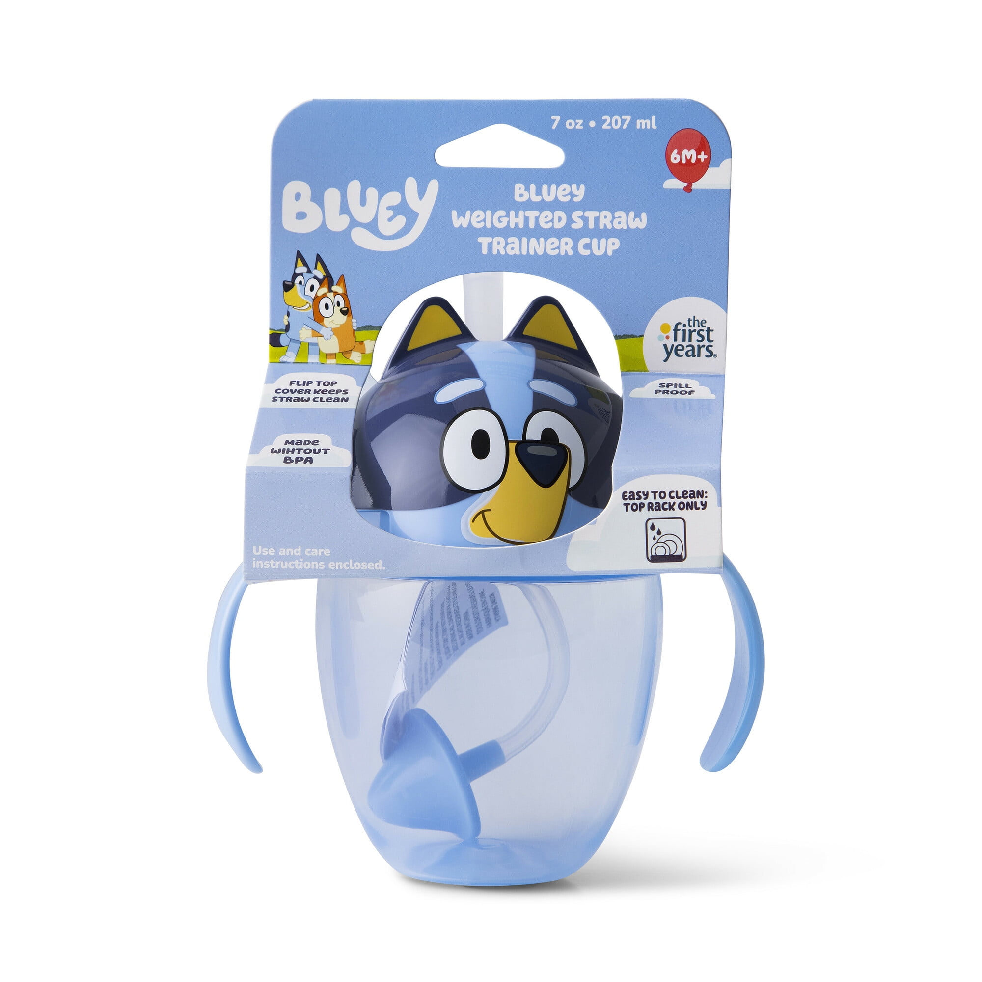 (3 pack) The First Years Toddler Bluey Trainer Weighted Straw Cup - Ages 6 Months and up - 7 Ounce