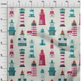 thumbnail image 3 of oneOone Cotton Poplin Pink Fabric Sea Lighthouse Craft Projects Decor Fabric Printed By The Yard 56 Inch Wide, 3 of 6