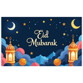 thumbnail image 2 of Eid Mubarak Banner Decoration with Crescent Star Lantern Designs Backdrop for Eid Celebration Party Decoration Photography Props, 2 of 4