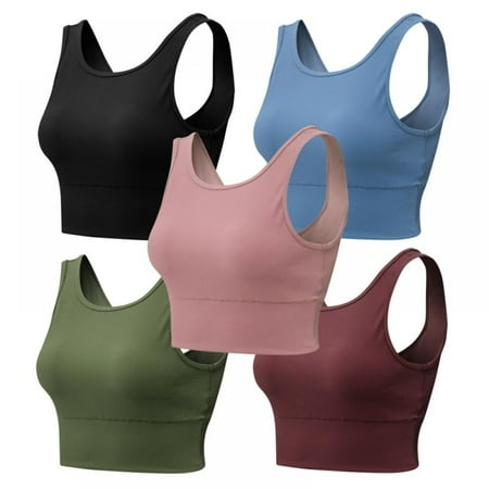 

Xmarks Workout Crop Tops for Women Built in Sports Bra - Yoga Gym Running Fitness Ultra-Soft Breathable Workout Tank Underwear(5-Packs)