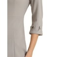 thumbnail image 6 of INSPIRE CHIC Women's Sheath Dress Boat Neck 3/4 Sleeves Split Hem Wear-to-Work Midi Dresses XS Grey, 6 of 7