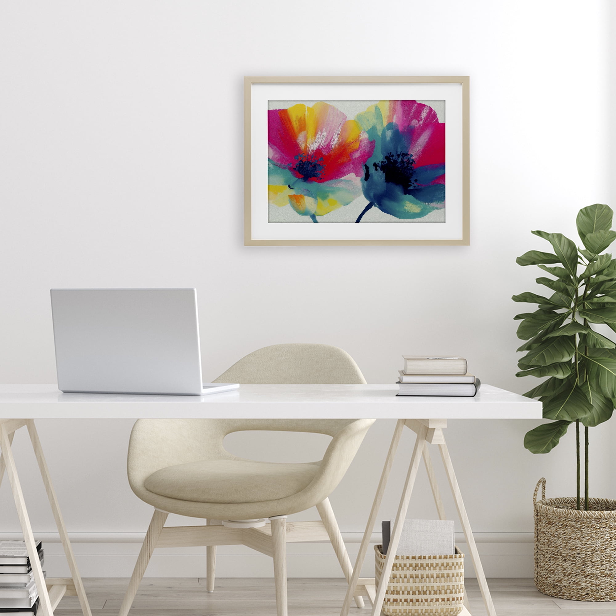 Stupell Industries Two Colorful Poppies Birch Framed Print Under Glass, design by Chromatic Storm Studio