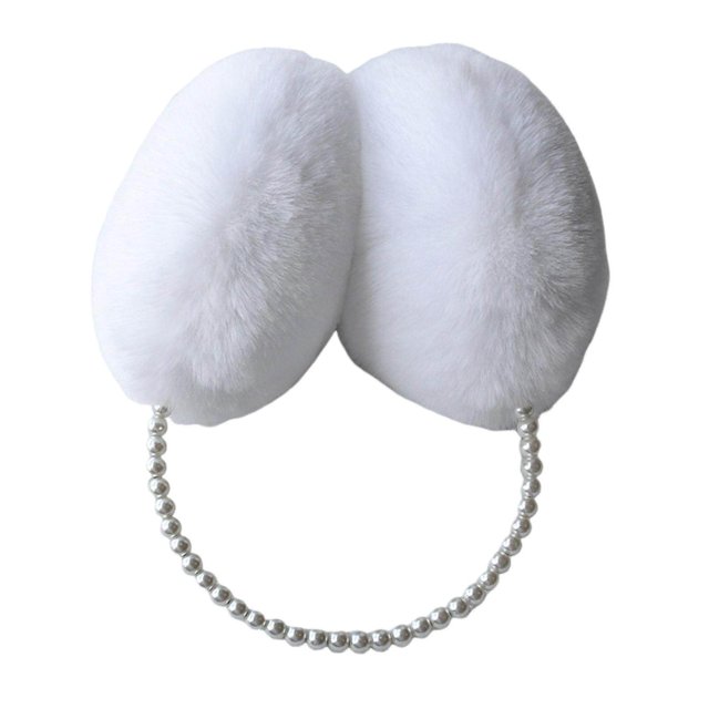 CSChome Cache-Oreilles d'Hiver pour Filles - Mignon Couleur Unie Peluche Chaude Fausses Perles