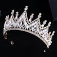 thumbnail image 2 of Nvzi-a Wedding Tiara for Bride Princess Tiara Headband Bridal Crown,Crystal Rhinestone Hair Jewelry Decor for Queen Girl Bride Birthday Prom Wedding Pageant Halloween Costume Party(Gold), 2 of 2