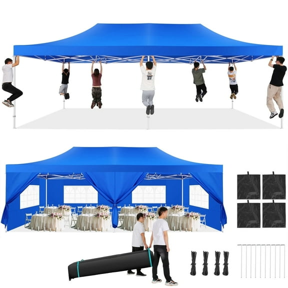 COBIZI 13x26 Heavy Duty Commercial Canopy Tent,Easy Pop Up Party Tent Gazebo,Outdoor Portable Party Canopy,Extra-large Size Space For Outside Wedding Gathering Activities,Waterproof&UPF 50 ,Blue