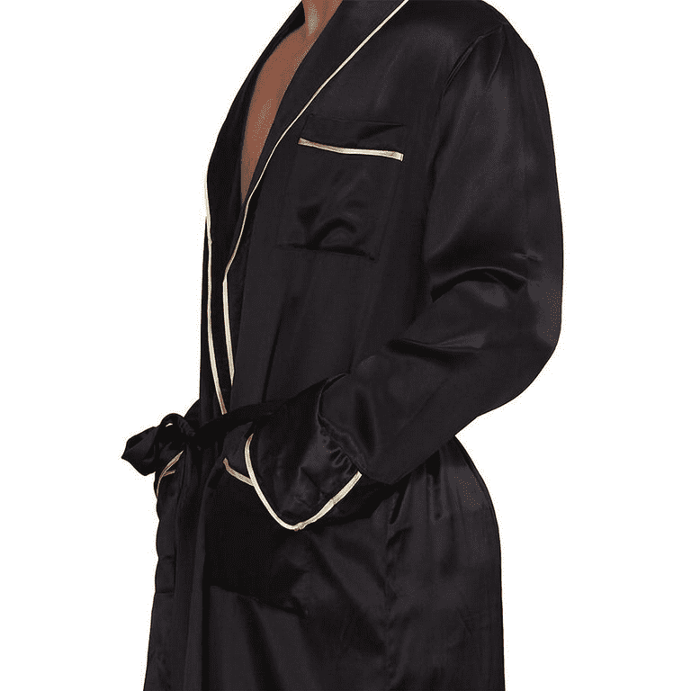 MYK Men's Silk Robe with Shawl Collar