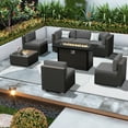 thumbnail image 5 of SUNCROWN 8-Piece Outdoor Patio Furniture Sofa Set All-Weather Wicker Sectional Conversation Set with Modern Glass Coffee Table, Cushions and Fire Pit Table, Grey, 5 of 7