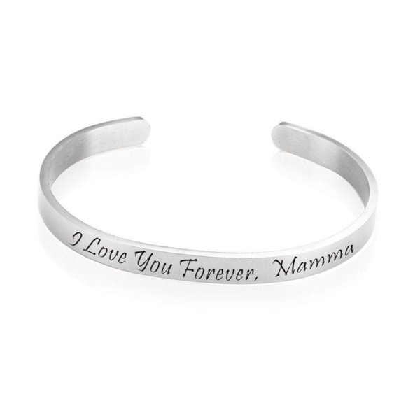 I Love You Mamma Bracelet for Mom in Steel Color. Gifts for Mother on Mothers Day Mantra Bracelets.