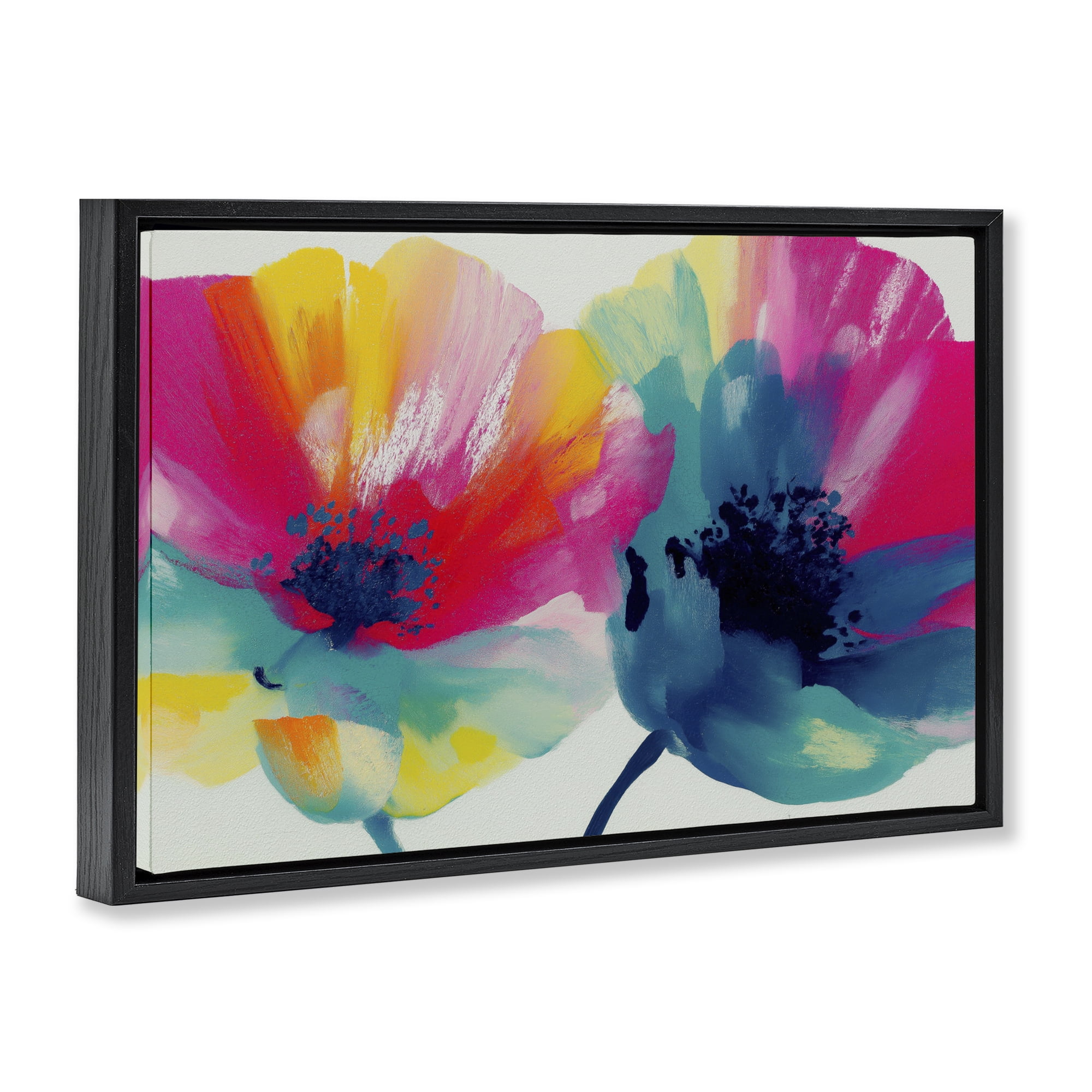Stupell Industries Two Colorful Poppies Black Framed Floater Canvas Wall Art, design by Chromatic Storm Studio