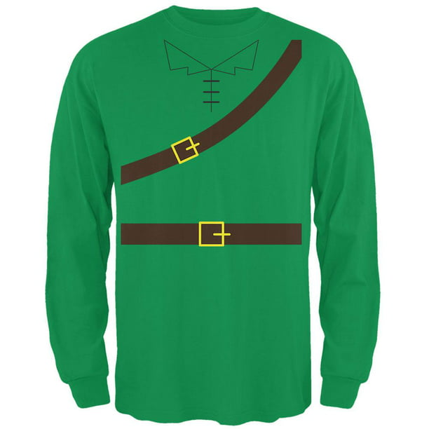 Halloween Robin Hood Costume Irish Green Adult Long Sleeve T-Shirt ...