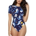 thumbnail image 1 of Fotbe Party Shark Cute Body de Mujer con Cuello Redondo y Mangas Cortas, Sin Mangas Ajustado, Suave, Cómodo y Básico-X-Large, 1 of 7