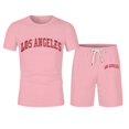 thumbnail image 4 of Short Sets for Men Los Angeles Graphic Short Sleeve Crewneck T Shirt and Shorts 2 Piece Matching Set Mens Summer Outfits, 4 of 5