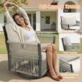 thumbnail image 6 of PARKWELL 5PCS Outdoor Swivel Glider Chairs Set, All-Weather Wicker Conversation Furniture with Swivel Rocking Chair, Ottomans,Oversized Deep Seat Rocker Lounge Chairs for Porch Balcony, Beige, 6 of 10