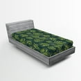 thumbnail image 2 of Ambesonne Fern Leaves Fitted Sheet, Leafy Jungle Pattern, Twin XL Size, Lime Green Forest Green, 2 of 5