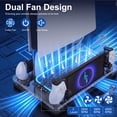 thumbnail image 3 of Pecham Vertical Cooling Fan Stand Fit for PS5/PS5 Slim Console, Dual Controllers and PS Portal Charger, All-in-One Charging Station for PS5 Slim Disc/Digital Editions - Black, 3 of 8
