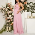 thumbnail image 6 of Maternity Dress for Baby Shower - 2025 Photoshoot Pregnancy Summer Midi Casual Flutter Sleeve Dress Pink S, 6 of 7