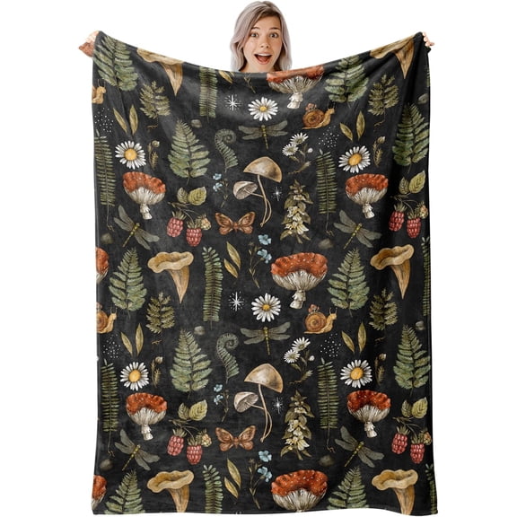 Mushrooms Throw Blanket, Fluffy Cozy Soft Warm Plush Lightweight Decorative Blanket Gifts for Women Men Girls Boys Kids Baby, Blankets Quilt for Bed Sofa Chair Couch (50"x40")