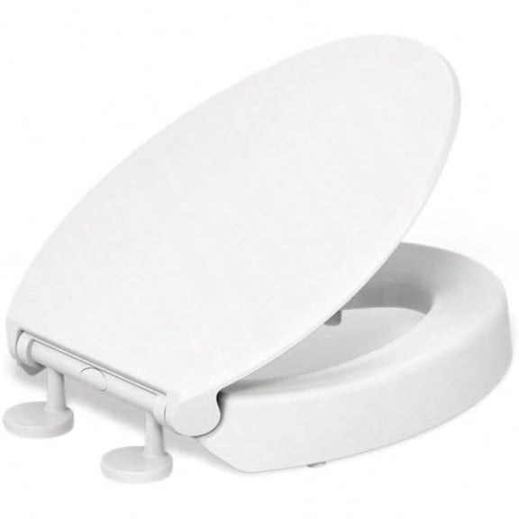 25875-0 Hyten 3 Height Elevated Soft Close Elongated Toilet Seat Contoured Seat with Grip-Tight Bumpers Quick-Attach Hardware No Slam Toilet Seat White