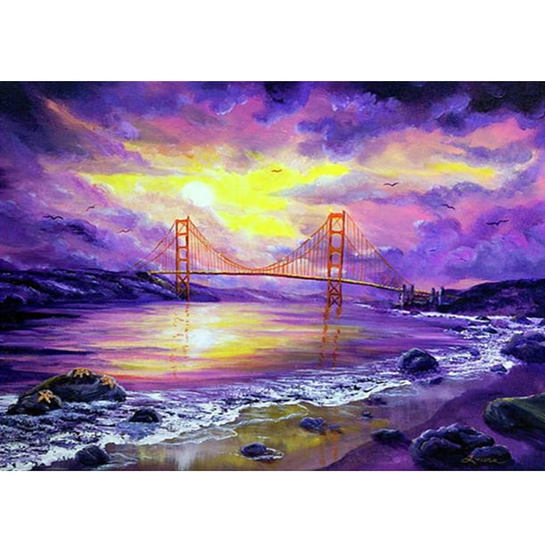 Diamond Painting (DE1875) Kit 5D Puente del Támesis al Atardecer Plaza Artesanal 30x40cm Hugtrwg Para estrenar
