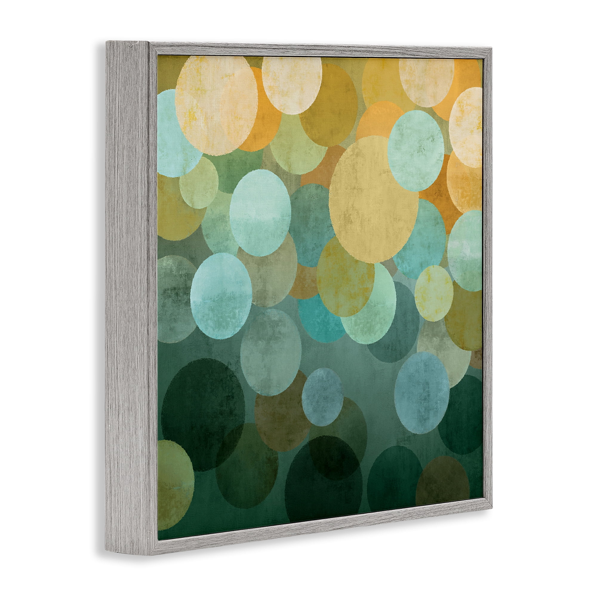Stupell Industries Round Layered Circles Abstract Painting Gray Framed Art Print Wall Art, 24 x 24