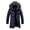 Blue, variant on Men's Winter Warm -Lined Hooded Parka Coat, Windproof Long-Sleeved Casual Jacket with Trim, Solid Color Outdoor Trench Style Jacket