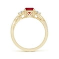 thumbnail image 2 of ANGARA Natural Cushion Ruby and Half Moon Diamond Leaf Ring in 14K Yellow Gold for Women (Size-6mm) | July Birthstone, Birthday, Anniversary, Jewelry Gift for Women | Natural Ruby Ring, 2 of 9