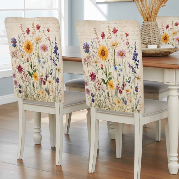 Botanical Floral Chair Back Covers, Removable Chair Covers for Dining Chairs Set of 6, Washable Chairs Slipcovers Back Seat Protector for Wedding Party 19"x20"