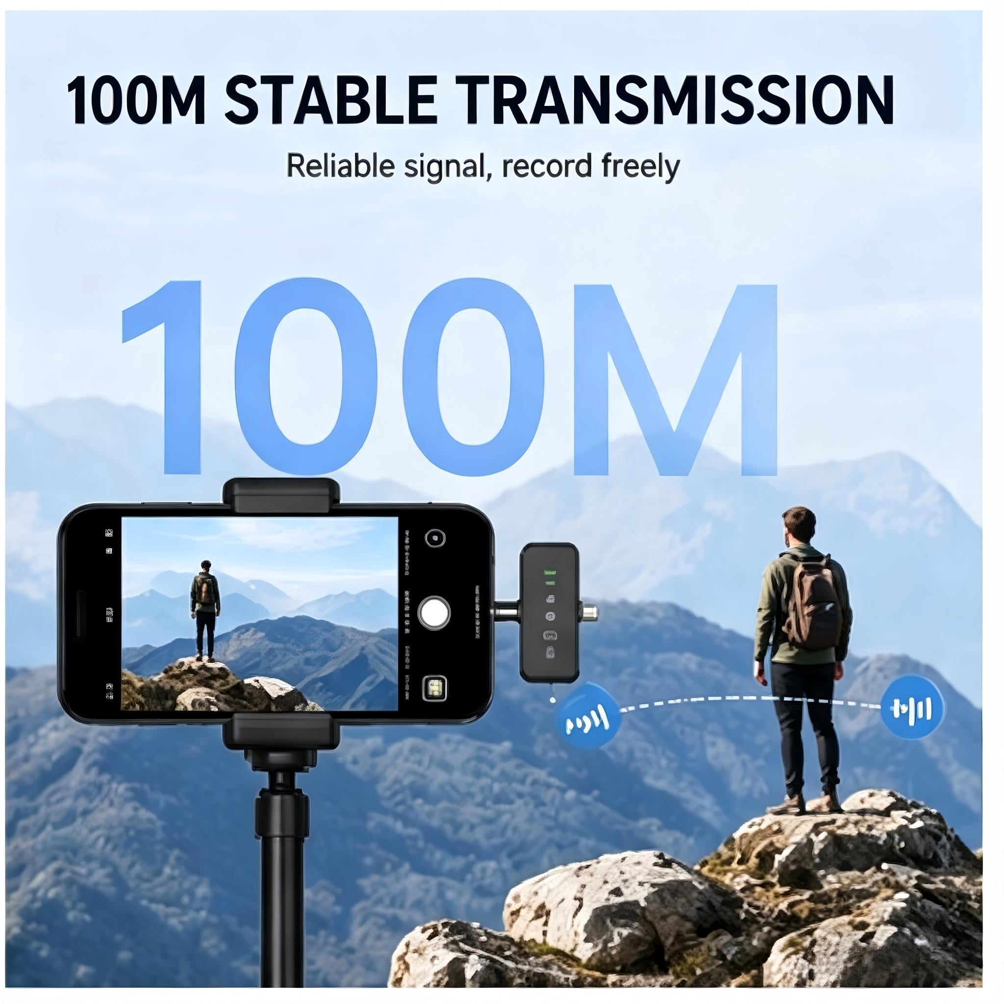 Boyun Daj 3 in 1 Microphone for iPhone/Android/Camera, Wireless Lavalier Microphone, 328ft Transmission, 18H Battery Life, Mini Microphone for Record Interview, Vlogs, YouTube, Tiktok