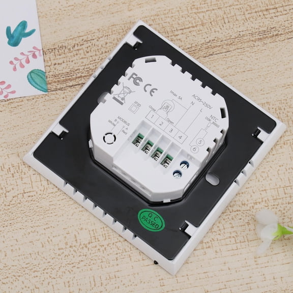 Pretyzoom 1Pc White Programmable Digital Thermostat with Touch Screen for Wireless Heating and Floor Control