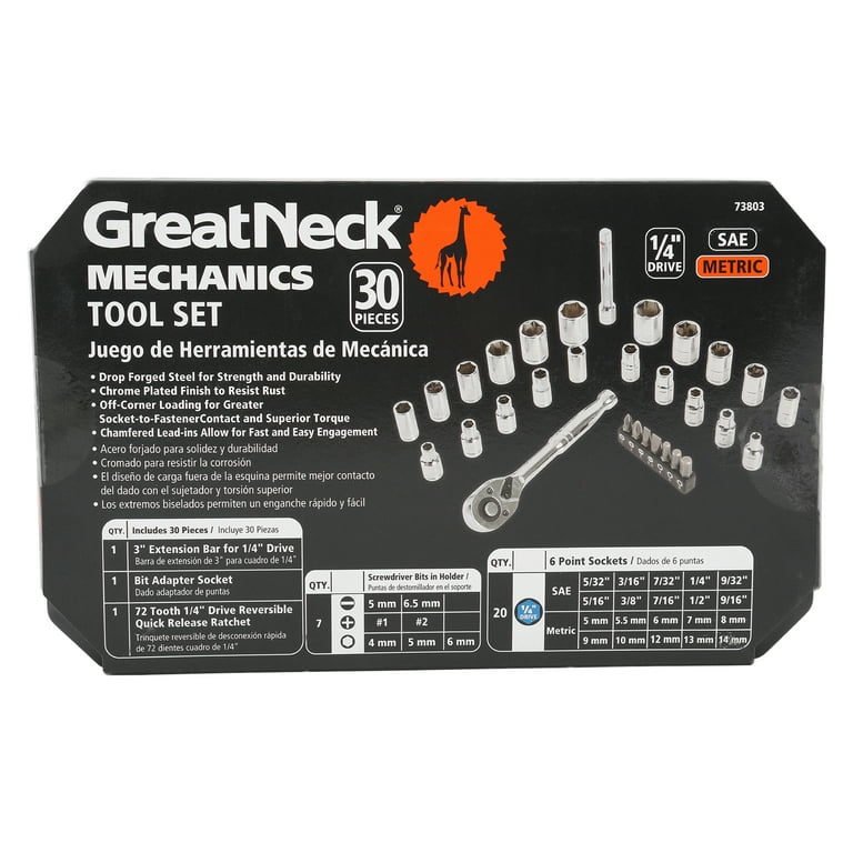 GreatNeck 30-Piece Mechanics Tool Set with Storage Case