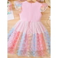 thumbnail image 3 of Wassery Toddler Baby Girls Princess Dresses Elegant Fly Sleeve Crew Neck Flower Print Tulle Patchwork Dress Birthday Party Dress 8-12 Years, 3 of 6