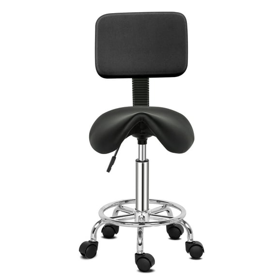 GoDecor Saddle Shape Adjustable Salon Stool,Hydraulic Facial Massage Spa Stool with Backrest Black