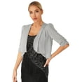 thumbnail image 4 of iEFiEL Womens Chiffon Shrug Cardigan Solid Cropped Bolero for Wedding Evening Party Gray XXL, 4 of 7