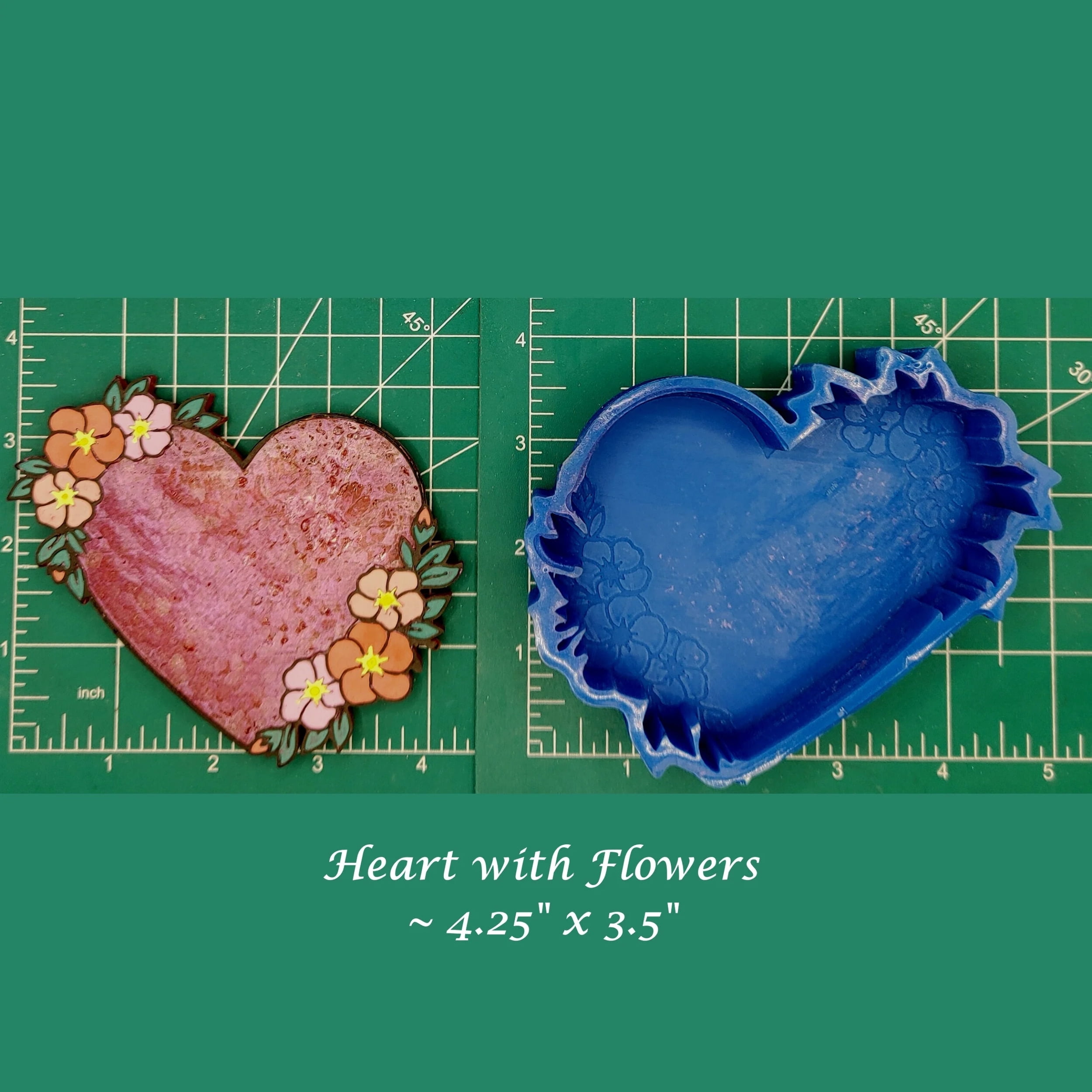 Heart with Flowers Silicone Freshie Mold