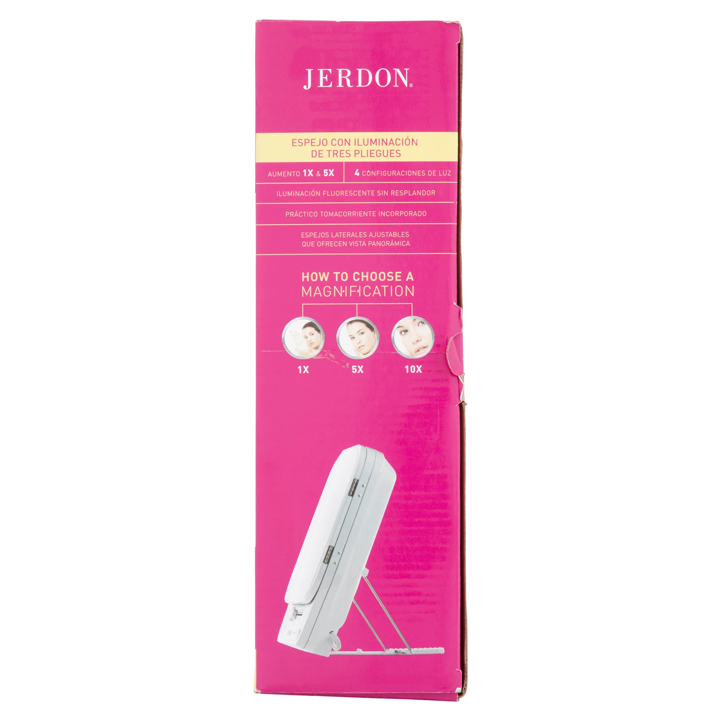 Jerdon Tri-Fold Lighted Makeup Mirror 5X Magnification photo 5